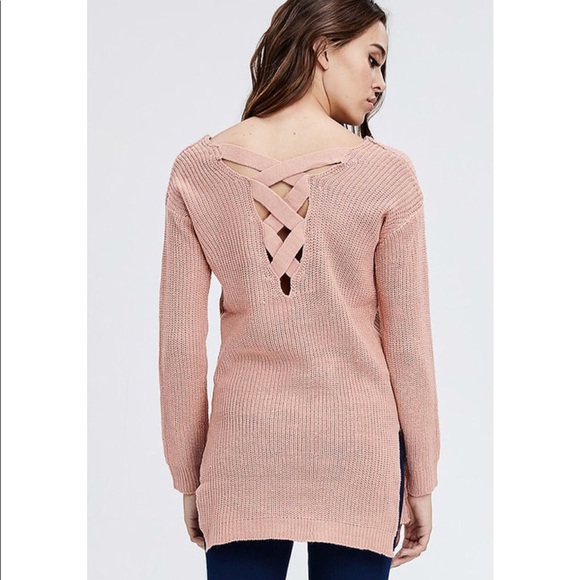 Mauve Caged Back Sweater Tunic - Picture 4 of 7